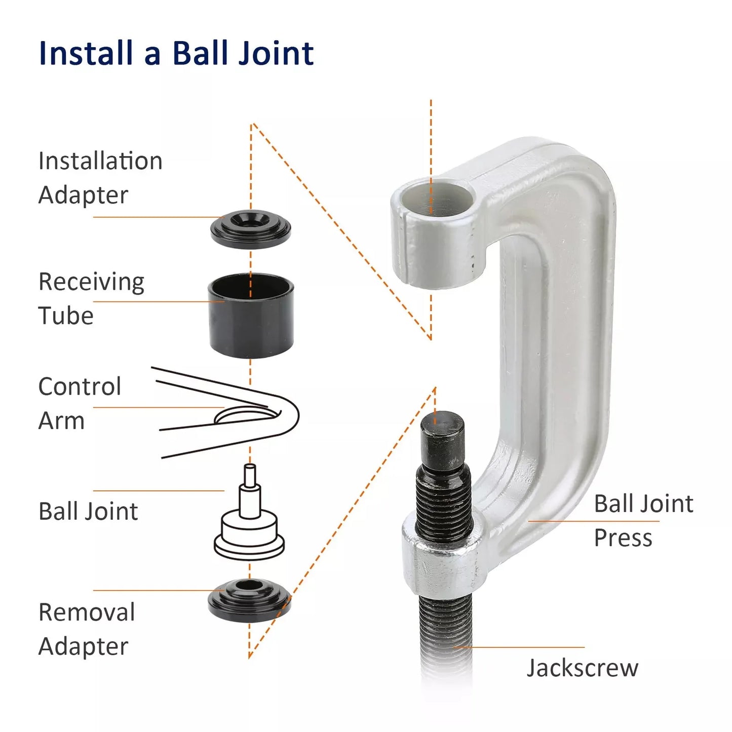 OMT Heavy Duty 4 in 1 Ball Joint Press U Joint Removal Tool Kit w 4x4 Drive Adapters