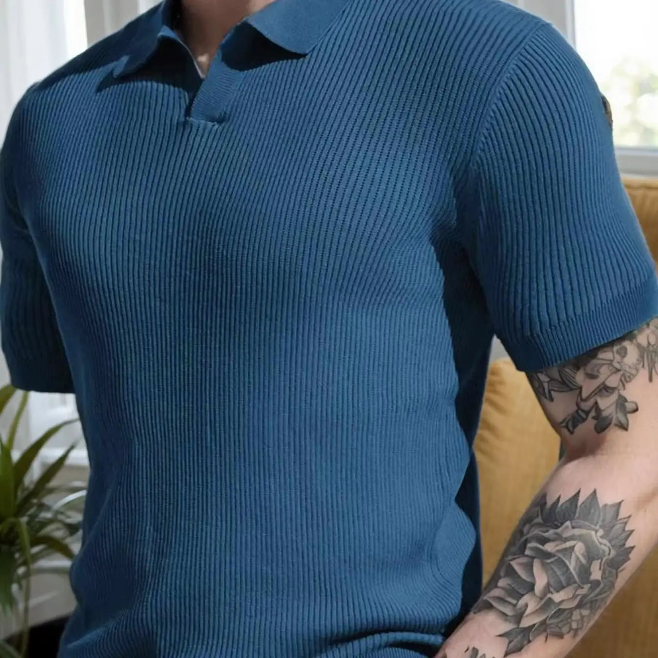 Men's Collared Short Sleeve Casual Sweater, Comfortable and Breathable, Stylish and Versatile, Suitable for Various Occasions