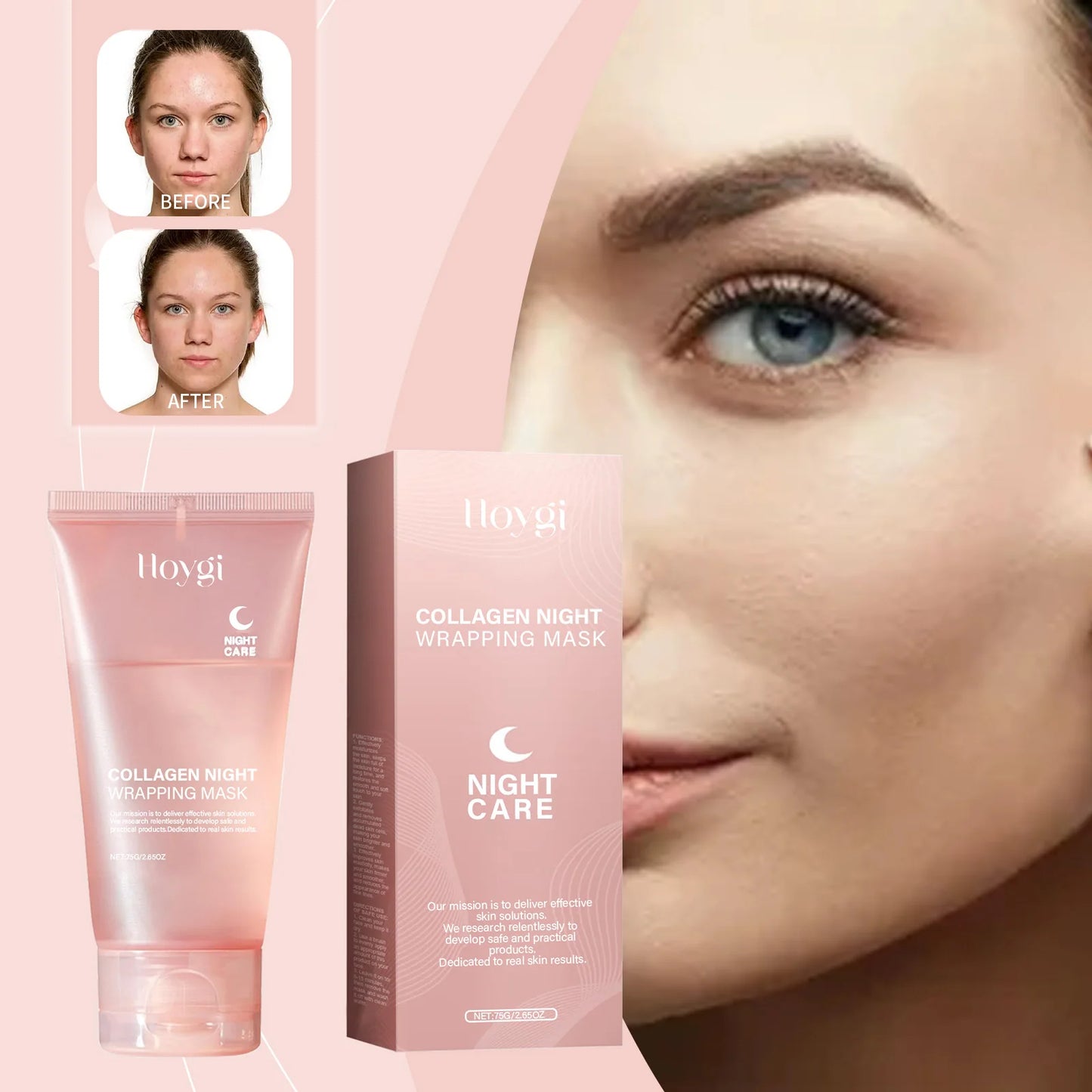 Hoygi 75G Collagen Tearing Facial Mask Gently Cleanses, Exfoliates, Moisturizes, Skin Care and Brightens facial mask