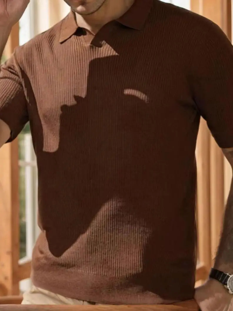 Men's Collared Short Sleeve Casual Sweater, Comfortable and Breathable, Stylish and Versatile, Suitable for Various Occasions