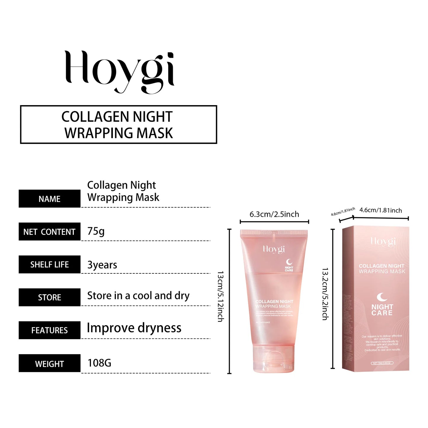 Hoygi 75G Collagen Tearing Facial Mask Gently Cleanses, Exfoliates, Moisturizes, Skin Care and Brightens facial mask
