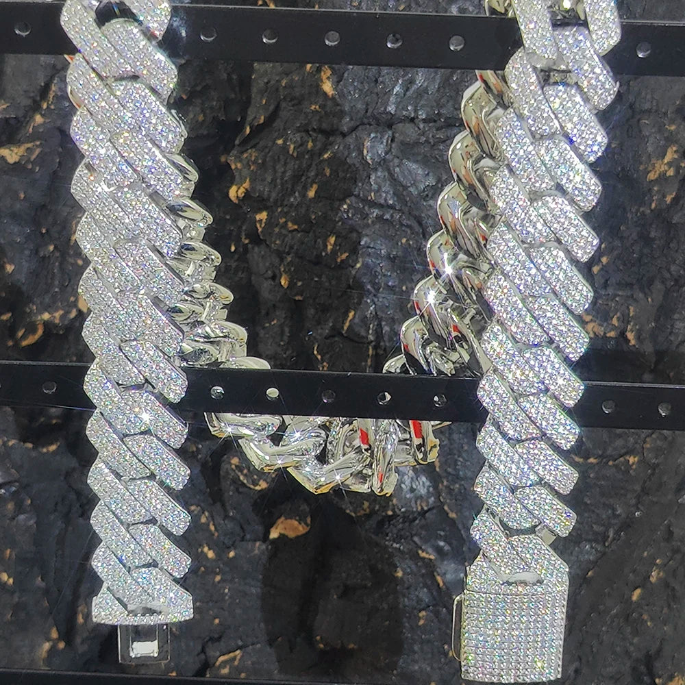 Drop Shipping 20mm Full Iced Out Men's Bling Hiphop Jewelry Cubic Zirconia Cuban Link Chain Gift for Men