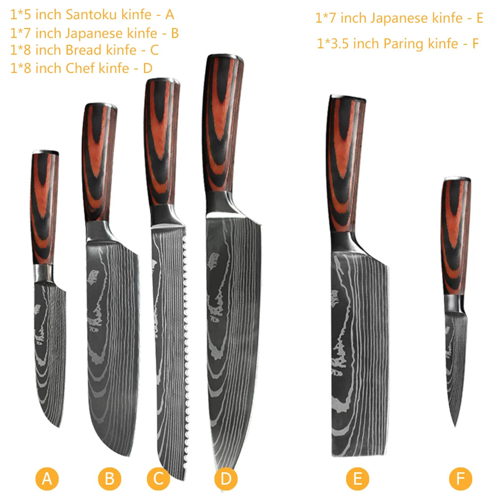 Professiona Japanese Chef Knife Kitchen Knives Santoku Slicing Utility Bread Meat Cleaver Butcher Stainless Steel Cooking Knife