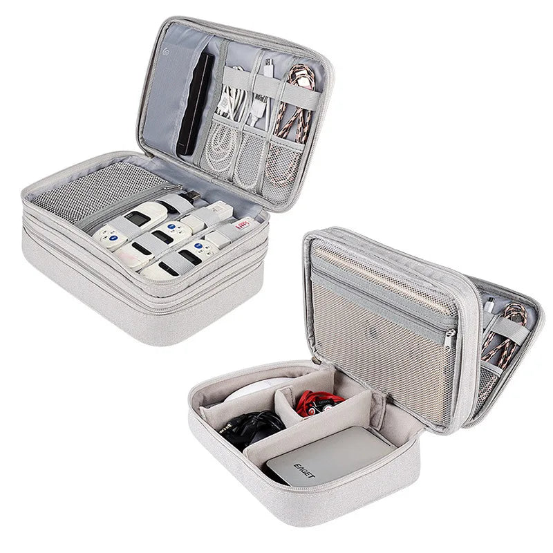 Electronics Accessories Organizer Bag, Travel Cable Organiser Bag, Universal Carry Travel Gadget Bag for USB Cable Drive, SD Car