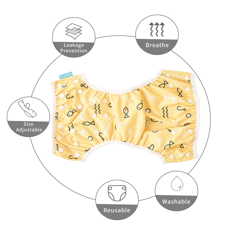 HappyFlute 3pcs Tropical Vacation Summer Print Reusable Adjustable Cloth Diapers Swimming Pool Pant Washable Nappy Cover