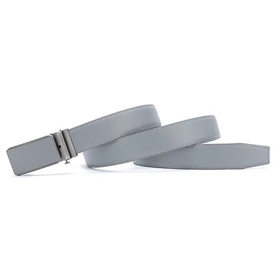 Famous Brand Belt Men Top Quality Genuine Luxury Leather Belts for Men Strap Male Metal Automatic Buckle 3.5cm Gray Belt