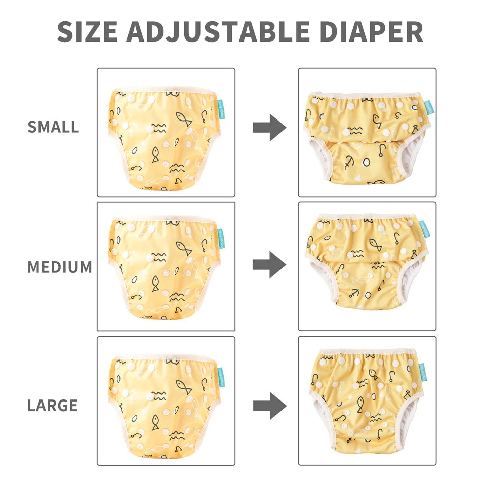 HappyFlute 3pcs Tropical Vacation Summer Print Reusable Adjustable Cloth Diapers Swimming Pool Pant Washable Nappy Cover