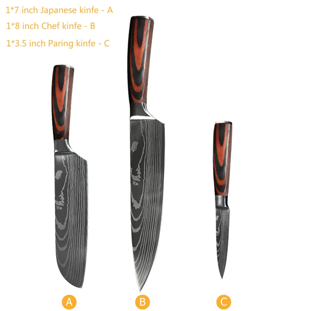 Professiona Japanese Chef Knife Kitchen Knives Santoku Slicing Utility Bread Meat Cleaver Butcher Stainless Steel Cooking Knife