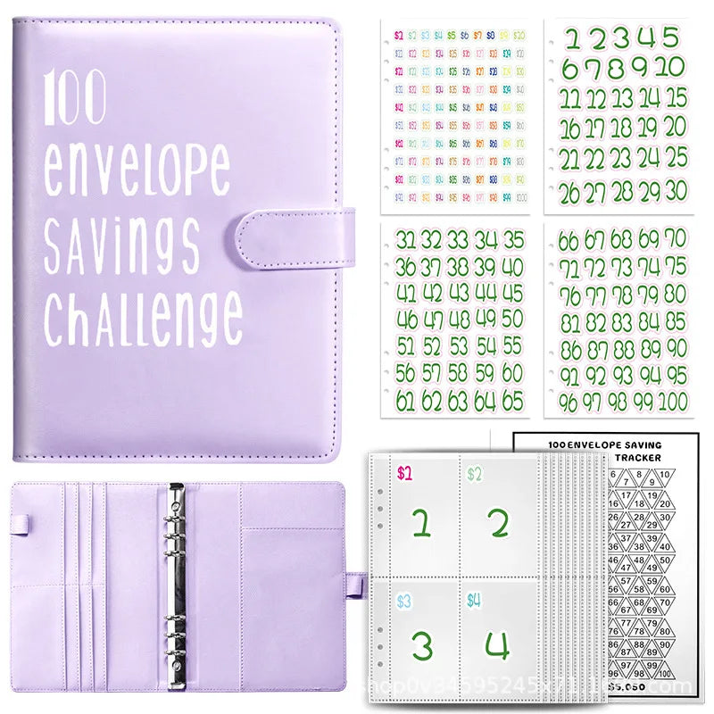 100 Envelope Challenge Binder Easy and Fun Way to Save Savings Challenges Binder Budget Binder with Cash Envelopes