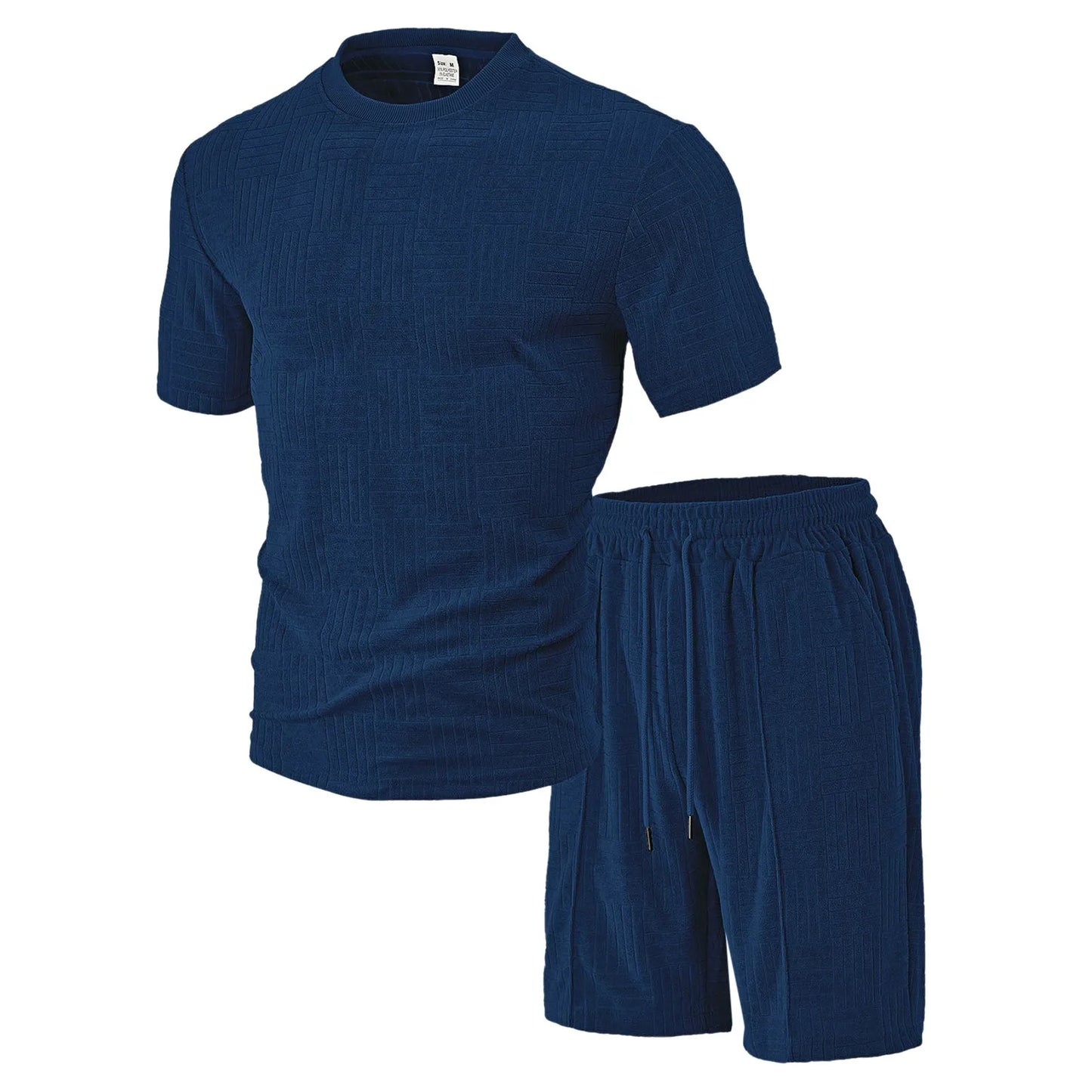 Men'S 2 Piece Clothing Short Sleeve Crew Neck Summer T Shirt With Drawstring Casual Sports Boys Suits Jacket Set With Ties