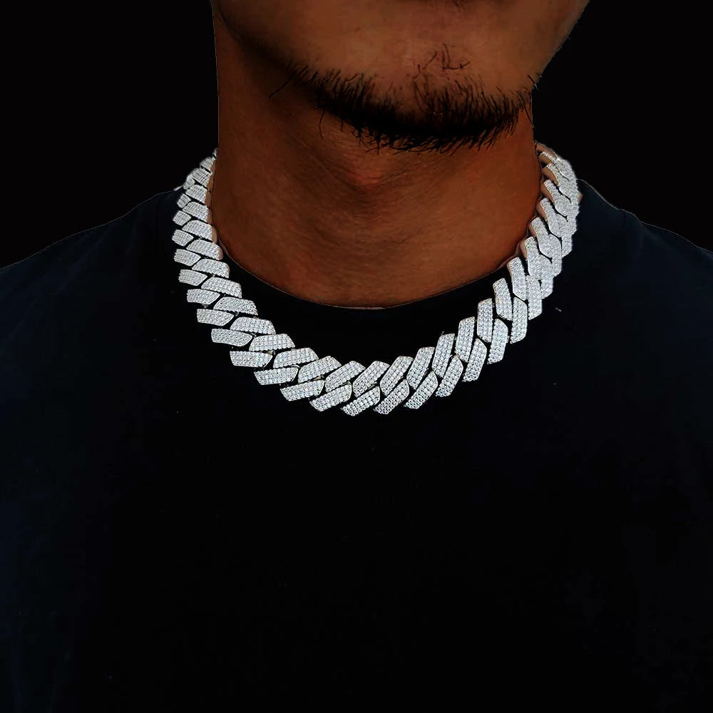 Drop Shipping 20mm Full Iced Out Men's Bling Hiphop Jewelry Cubic Zirconia Cuban Link Chain Gift for Men