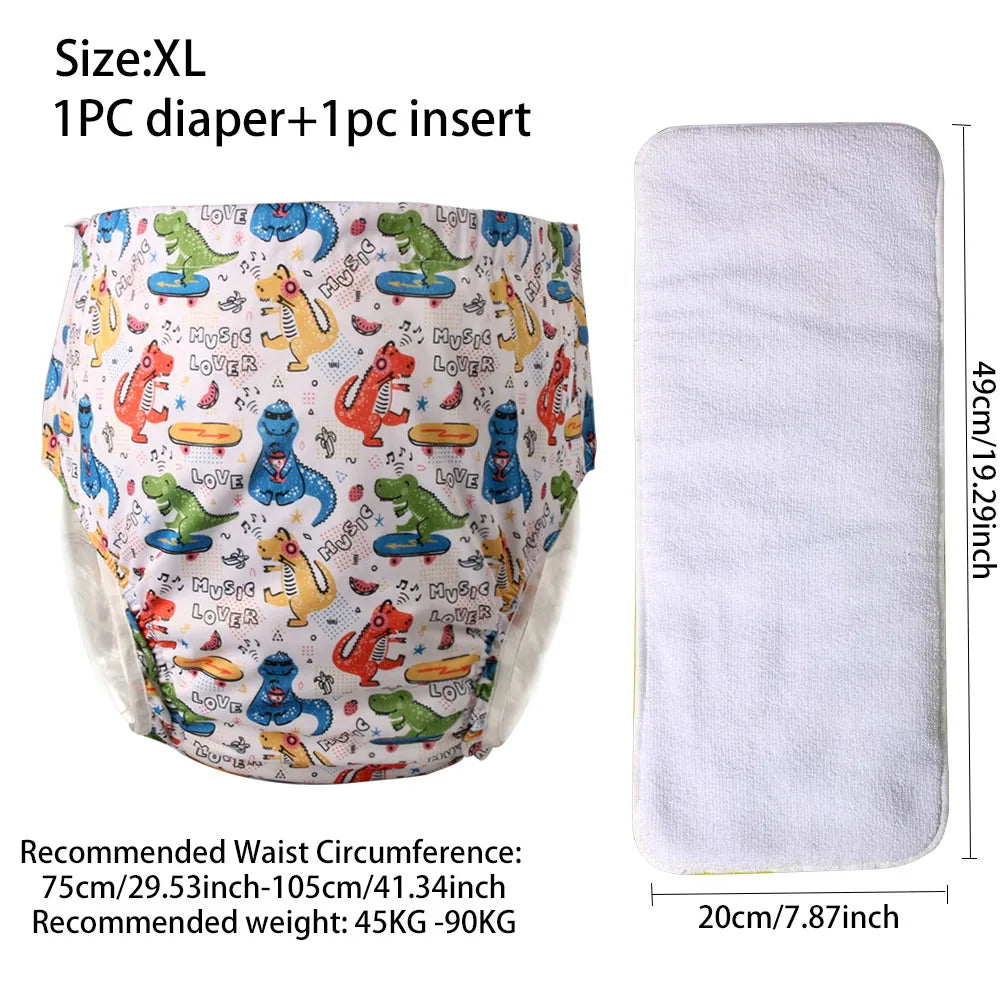 Ice Silk Adult Cloth Disaper Waterproof Old Man's Diaper Pants Reusable Diapers Trouser Pocket Anti-leak Breathable Nappy Pads