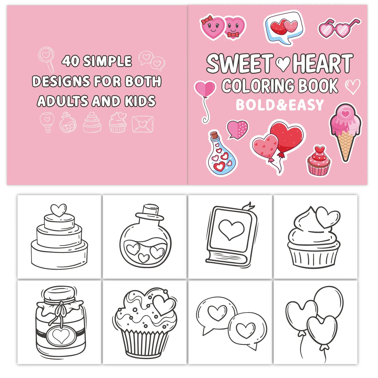 Sweet Hearts Cartoon Doodle Children's Coloring Book 40 Favorite Coloring Books for Party and Holiday Kids