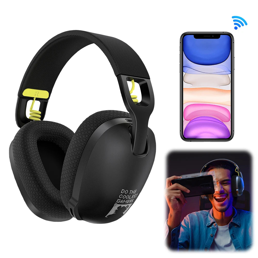 Wireless Headset 2.4GHz/BT 5.3/Wired Over Ear Headphones with Noise Canceling Microphone Gamer Headphones for PS4/PC/Laptop