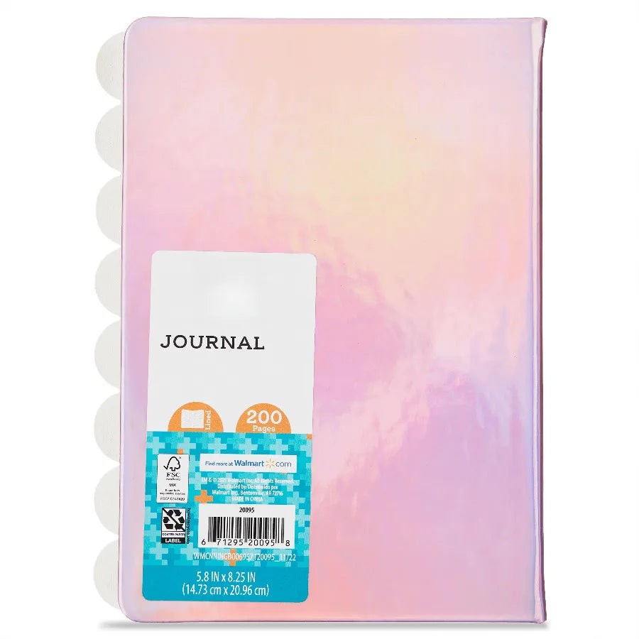 Mermaid Scale Journal, 200 Lined Paper Page Notebook, Purple PVC Cover