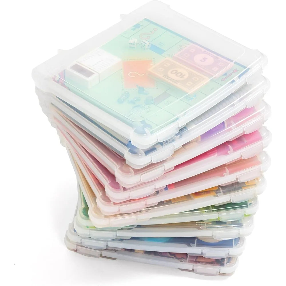 Board Game Storage Craft Organizer Box with Snap-Tight Latch Lid, for Puzzles, Magazines, Hobbies, Art Supplies