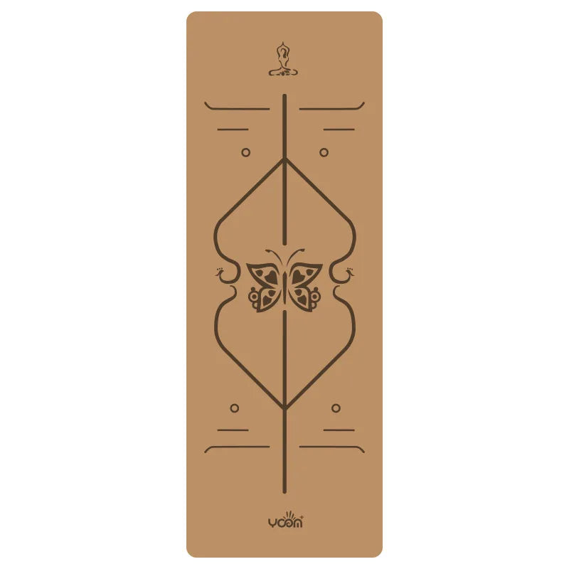 2025 New Cork & Natural Rubber Luxury Yoga Mat with Laser-Engraved Alignment Lines - Shock Absorption, Anti-Slip, Noise Reductio
