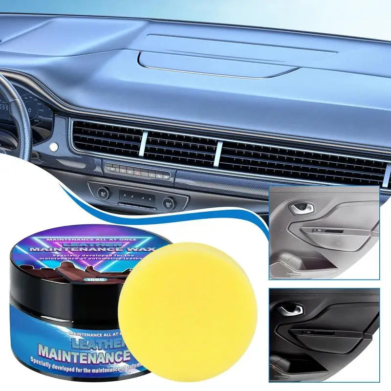 Car Leather Maintenance Cream 100g Leather Care Cleaning Paste with Sponge Restorer Wax For Home Furniture Automotive Interiors