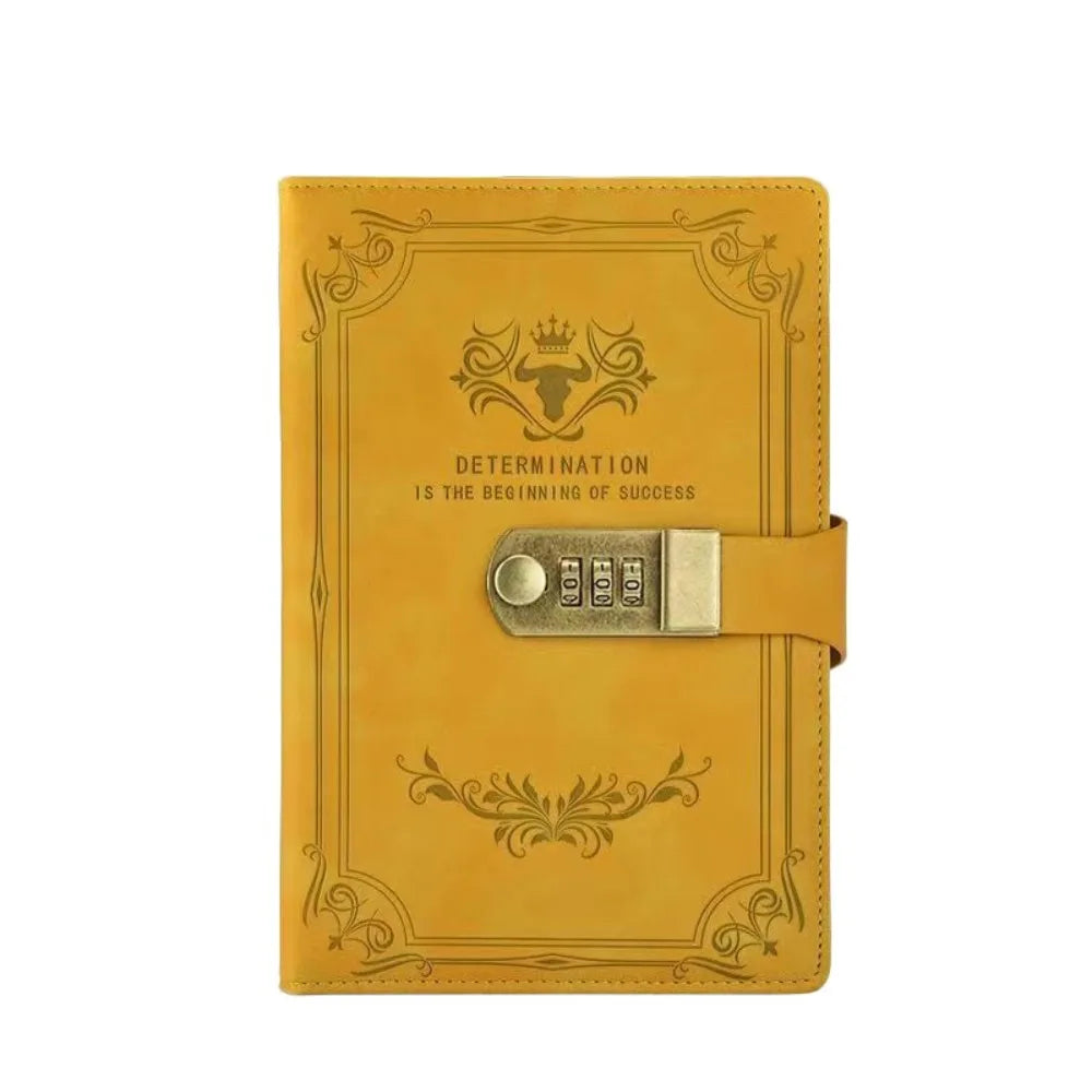 Stylish Dazzling Lockable Journal Square A5 PU Leather Notebook Thickened Pages Horizontal Line Premium Quality Notepad Students