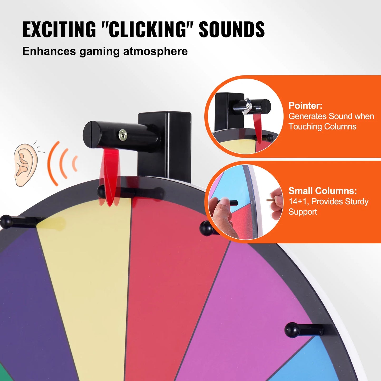 SucceBuy 18/24/36 inch Spinning Prize Wheel 14 Slots Spinning Wheel Tabletop Floor Standing Win Fortune Spin Games in Party Pub
