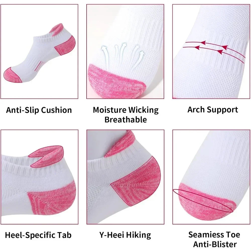 Running Ankle Socks for Women Athletic Cotton Cushioned 5-6 Pairs Workout No Show Socks Women