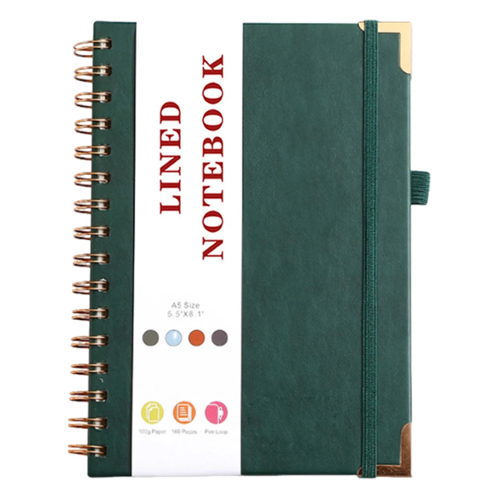 A5 Lined Notebook Spiral Journal Portable Hardcover Notebook Multi-Function Loose-leaf Notebook for Working Note Taking