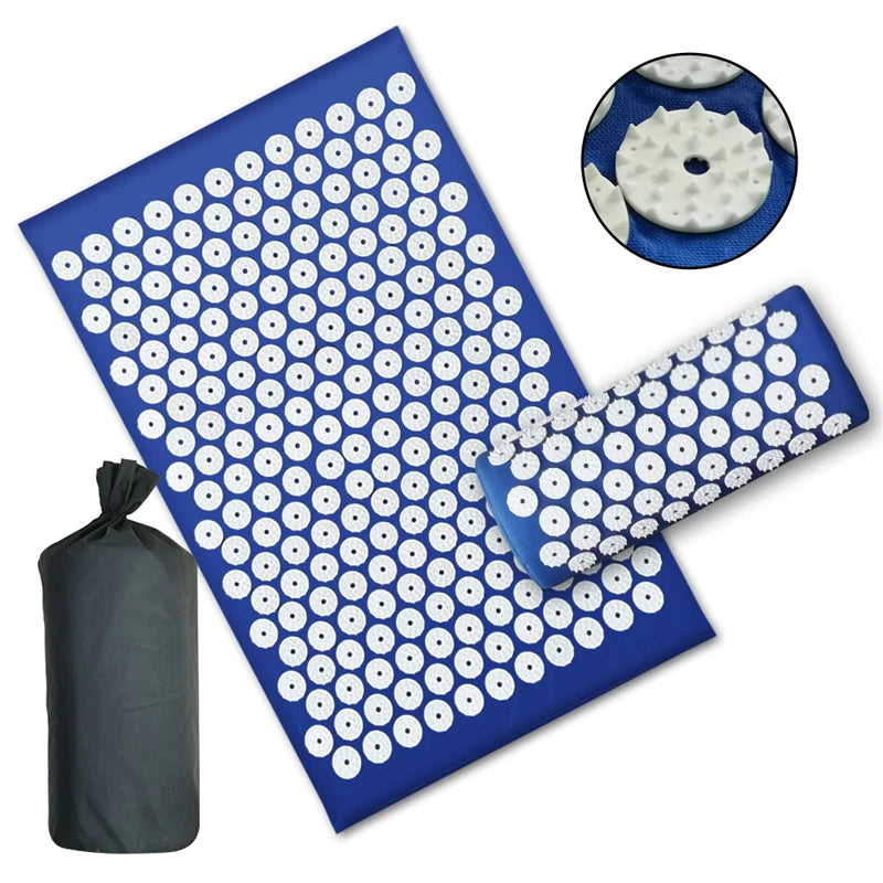Pillow Massager Set Eco Lotus Acupressure Cushion Set with Kuznetsov Applicator for Back Pain Relief Foot Massager Shakti Mat