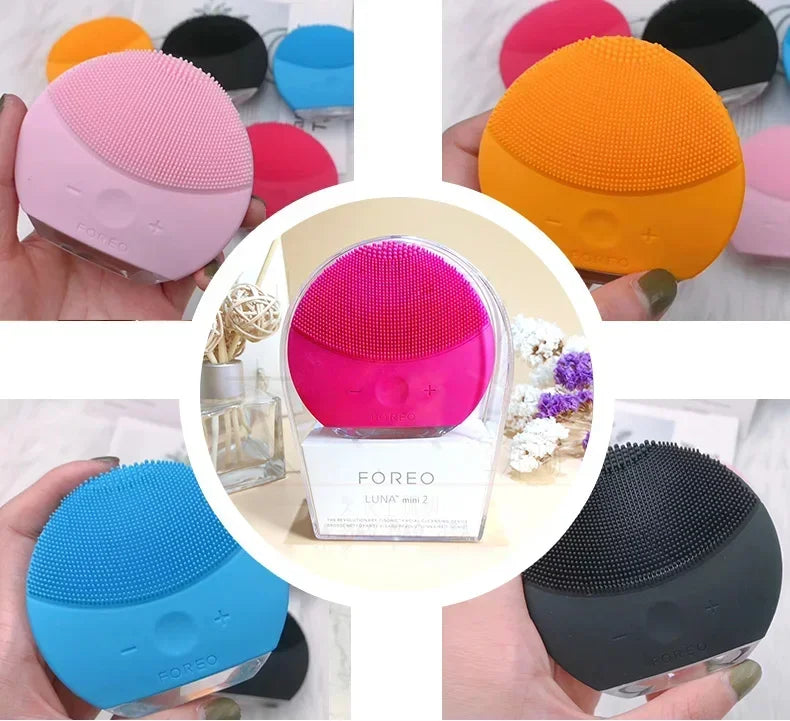 luna mini2 facial silicone facial cleansing brush,foreoing real LOGO, USB charging, waterproof, level 8