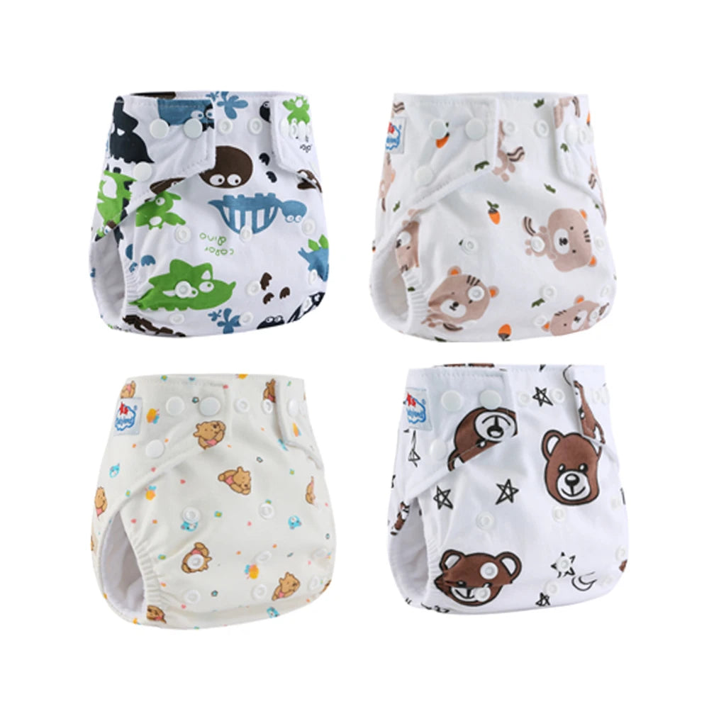 4pcs Babyland 2025 Washable Reusable Cloth Diaper Ecological Adjustable Real Pocket Nappy Underwear Fit 0-2year 3-15kg