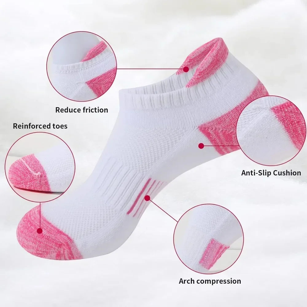Running Ankle Socks for Women Athletic Cotton Cushioned 5-6 Pairs Workout No Show Socks Women