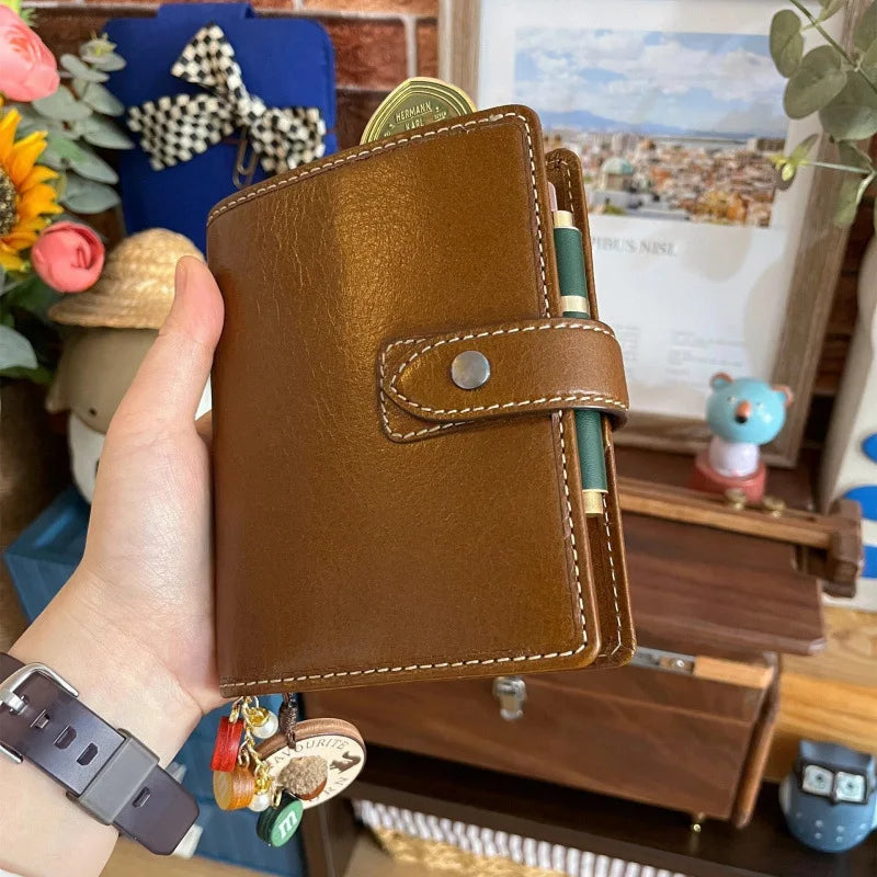 Red Pu M5 Notebooks 40sheets Line Inner Pages Loose-Leaf Leather Notebook Suitable For Students To Use As A Portable Pocket Book