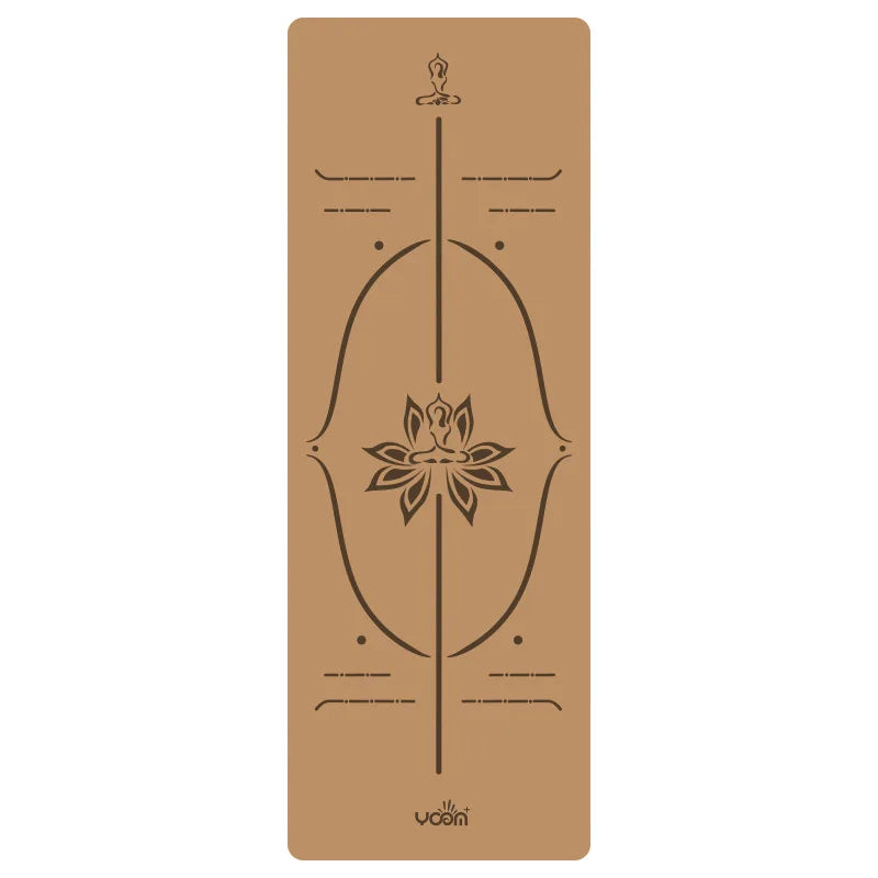2025 New Cork & Natural Rubber Luxury Yoga Mat with Laser-Engraved Alignment Lines - Shock Absorption, Anti-Slip, Noise Reductio