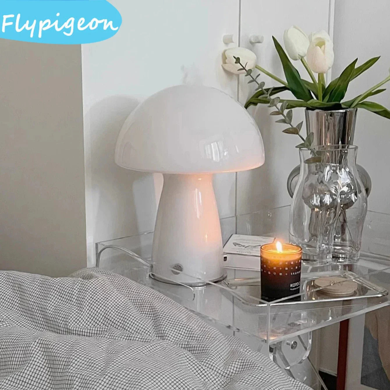 Nordic USB LED Mushroom Table Light Trichromatic Desk Light Eye Protection Night Light for Living Room Bedroom Bedside Decor