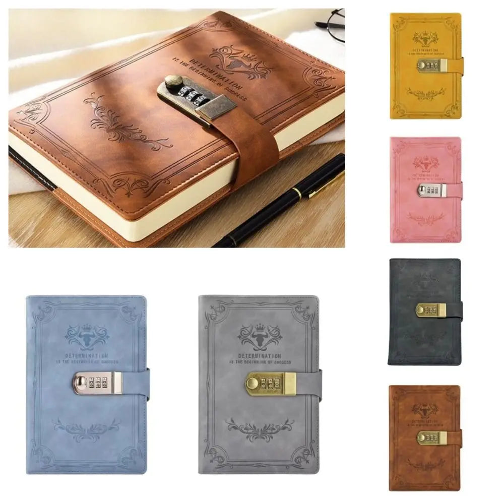 Stylish Dazzling Lockable Journal Square A5 PU Leather Notebook Thickened Pages Horizontal Line Premium Quality Notepad Students