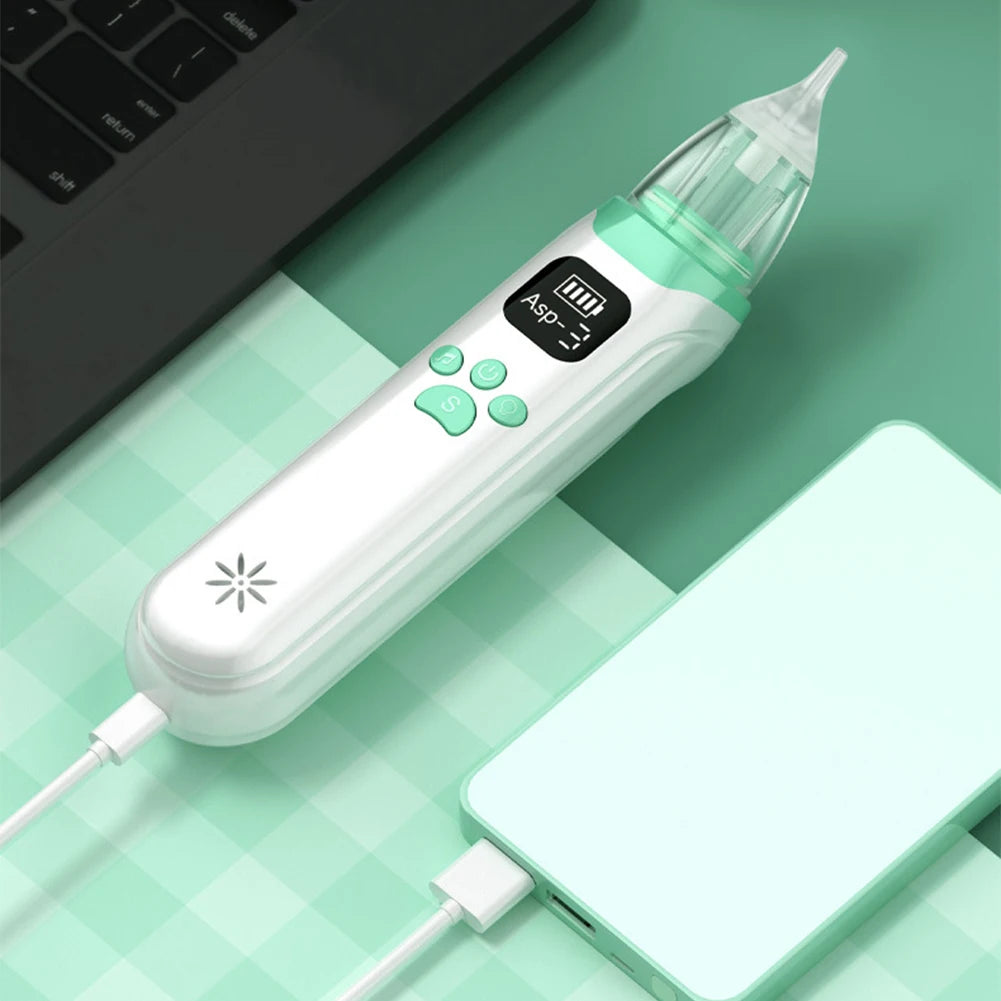 Electric Nasal Mucus Suction Rechargeable Infant Nasal Aspirator with 3 Silicone Nozzles 3 Suction Levels for Newborns Toddlers