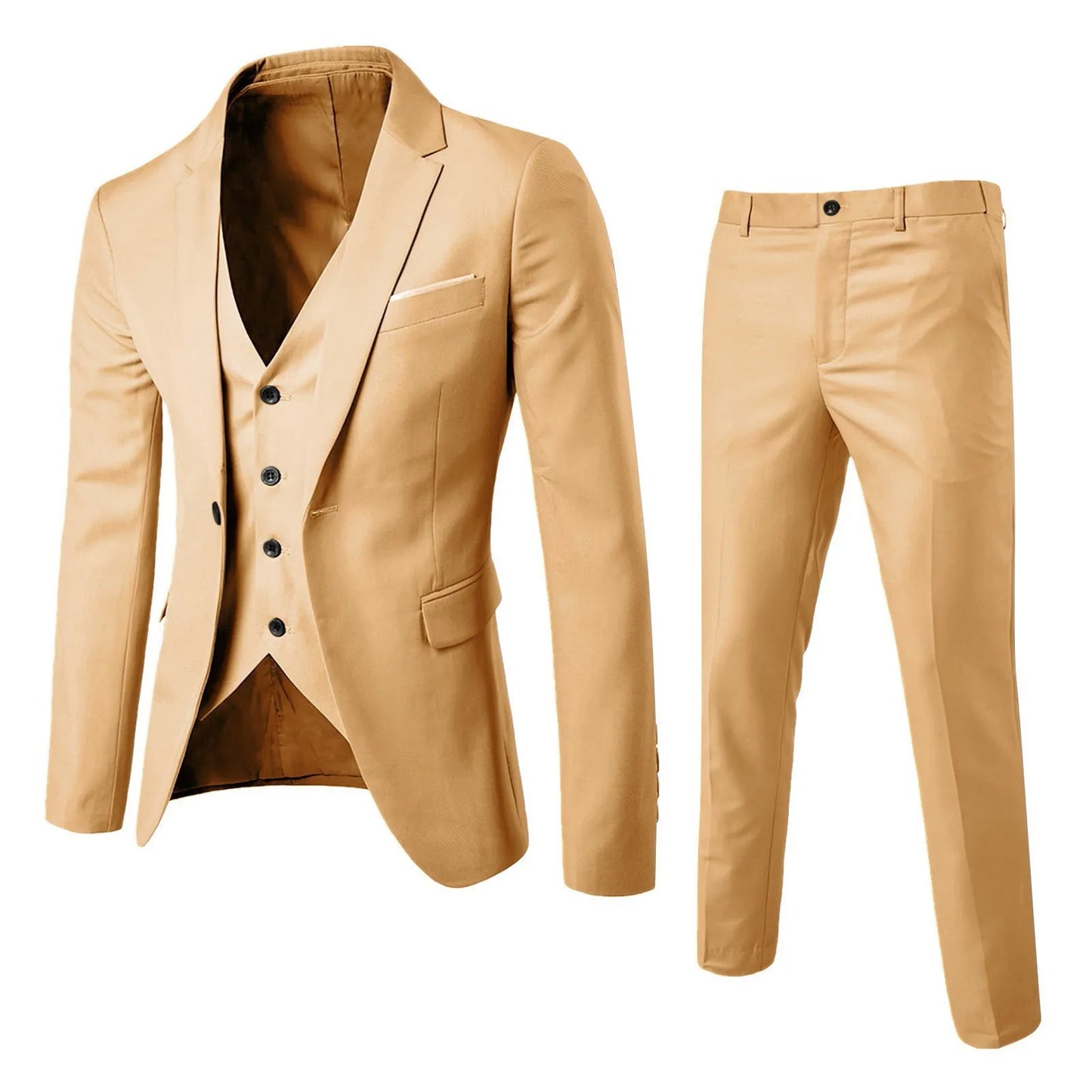 Men'S Trend Personality Shirt 3 Piece Slim Suit Business Wedding Party Vest & Pants Solid Color Elegant Man Clothes Complete 셔츠