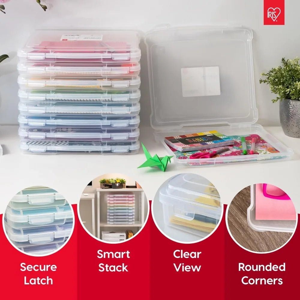 Board Game Storage Craft Organizer Box with Snap-Tight Latch Lid, for Puzzles, Magazines, Hobbies, Art Supplies
