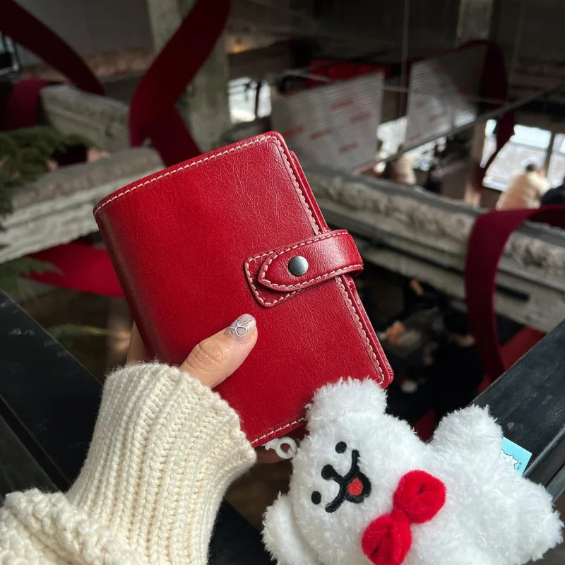 Red Pu M5 Notebooks 40sheets Line Inner Pages Loose-Leaf Leather Notebook Suitable For Students To Use As A Portable Pocket Book