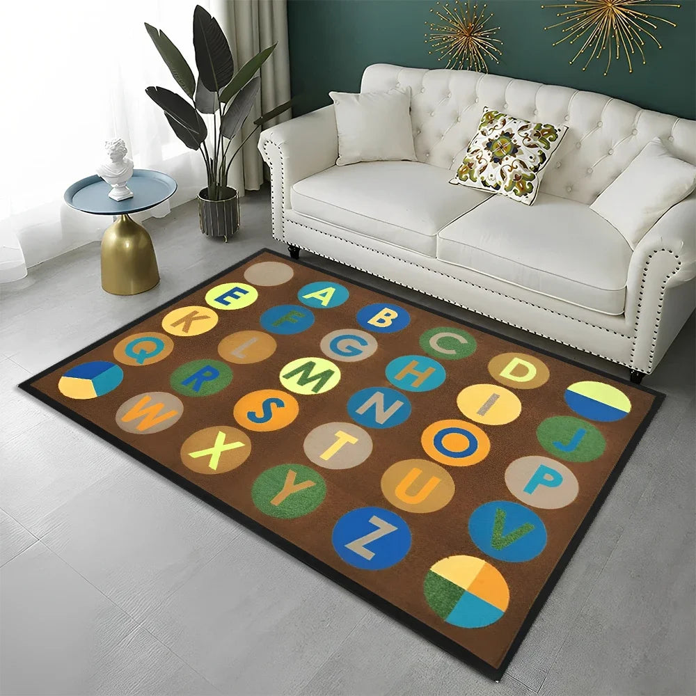 ABC Early Education Cartoon Kids Playroom Alphabet Children Crawling Area Rug,Carpet for Living Room Bedroom Sofa,Non-slip Mat