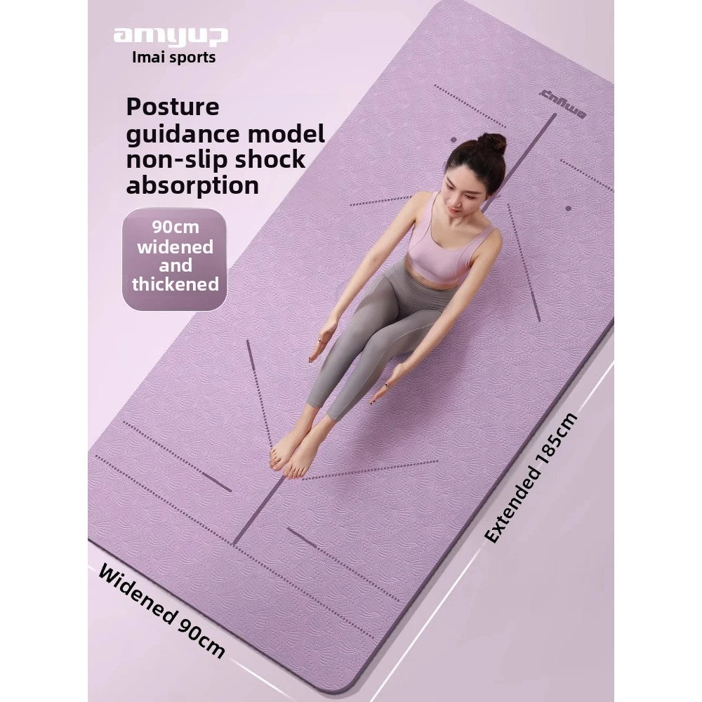 2025 Double Tpe Yoga Mat With Position Line Thickened Anti Slip Jump Rope Mat Widening Fitness Mat Home Yoga Mat