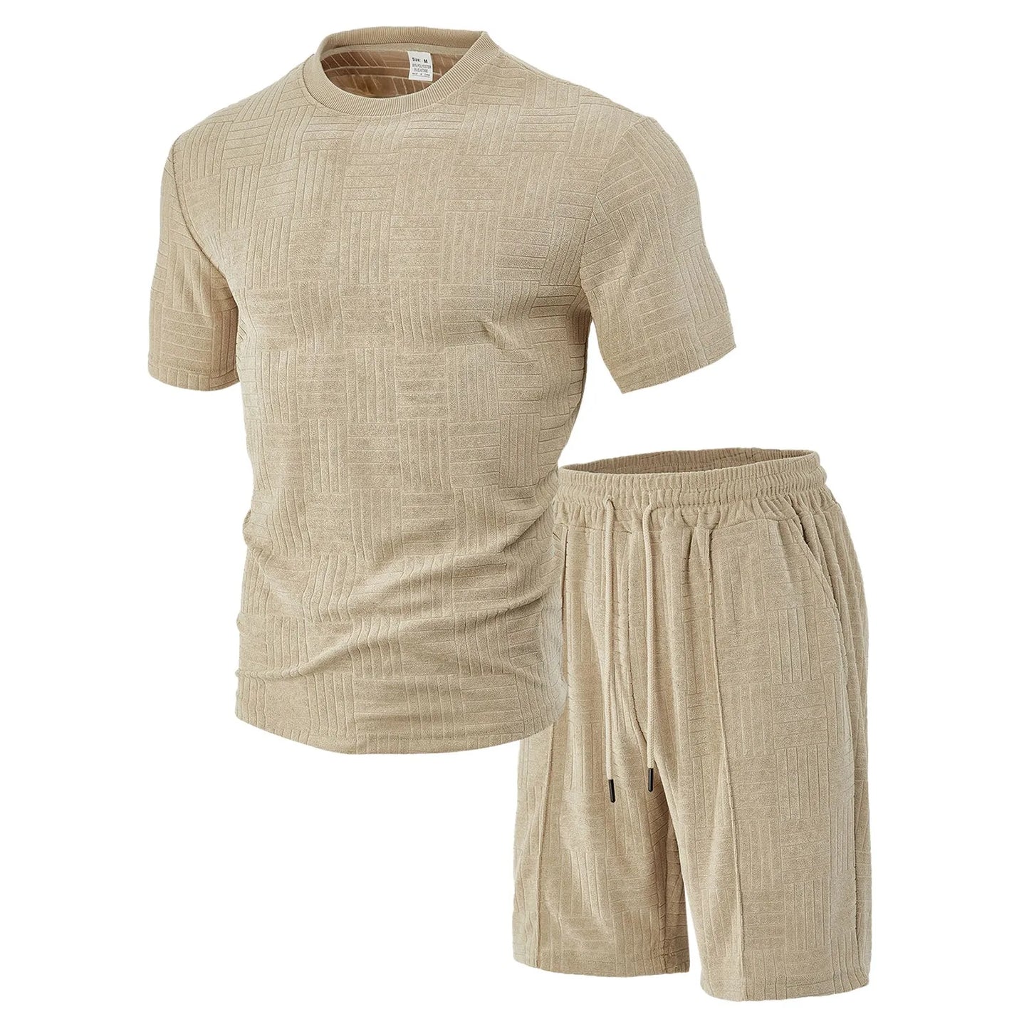 Men'S 2 Piece Clothing Short Sleeve Crew Neck Summer T Shirt With Drawstring Casual Sports Boys Suits Jacket Set With Ties