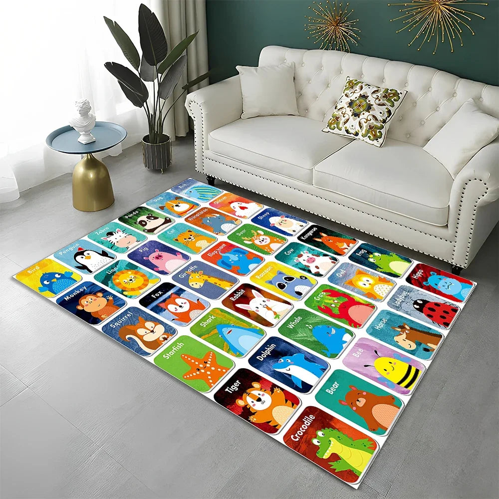 ABC Early Education Cartoon Kids Playroom Alphabet Children Crawling Area Rug,Carpet for Living Room Bedroom Sofa,Non-slip Mat