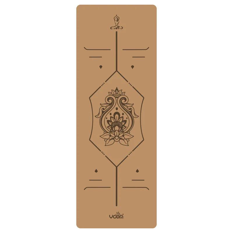2025 New Cork & Natural Rubber Luxury Yoga Mat with Laser-Engraved Alignment Lines - Shock Absorption, Anti-Slip, Noise Reductio