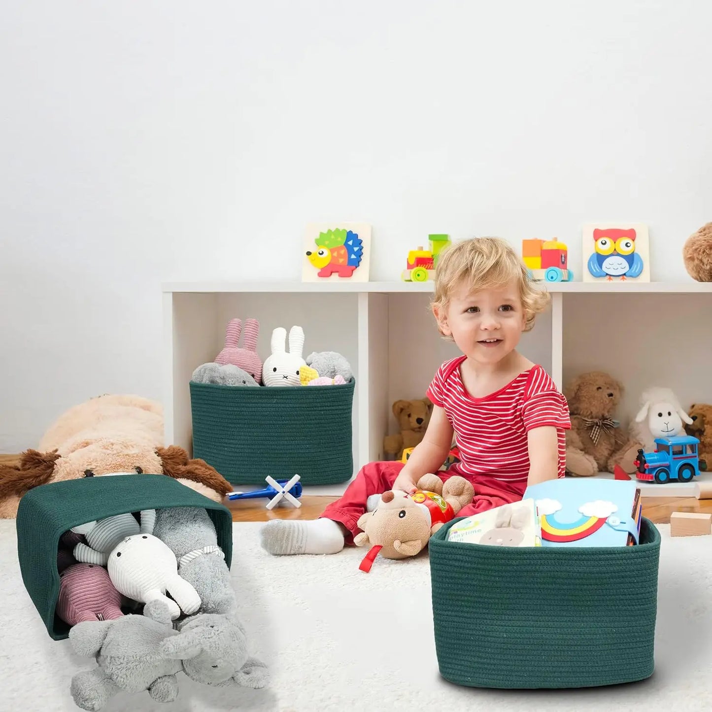 Cotton Rope storage Basket Bins Woven Basket for Organizing Shelves Rectangle Decorative Baskets For storage