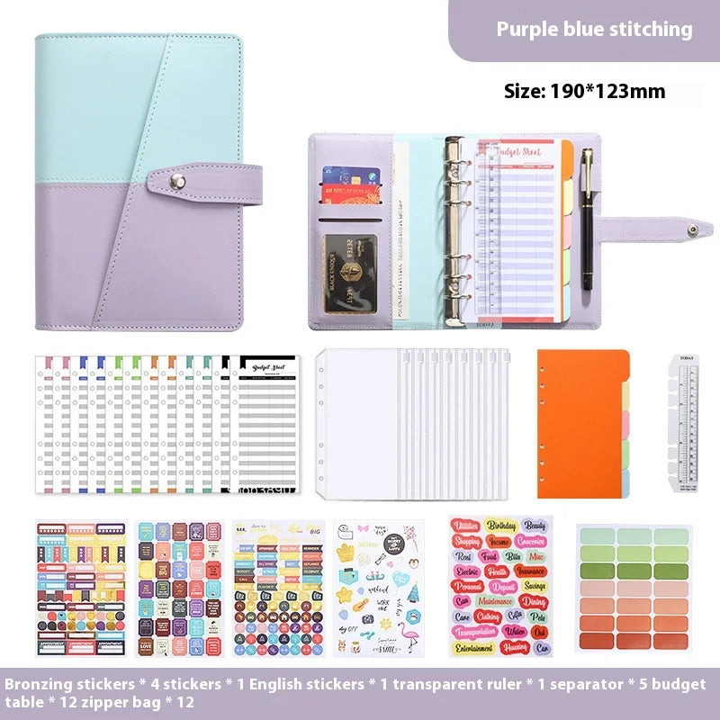 Pu A6 Binder Notebook Money Manager Budget Money Budget Planner With Pen Zipper Cash Envelope Budget Sheets Stickers Pvc Pockets