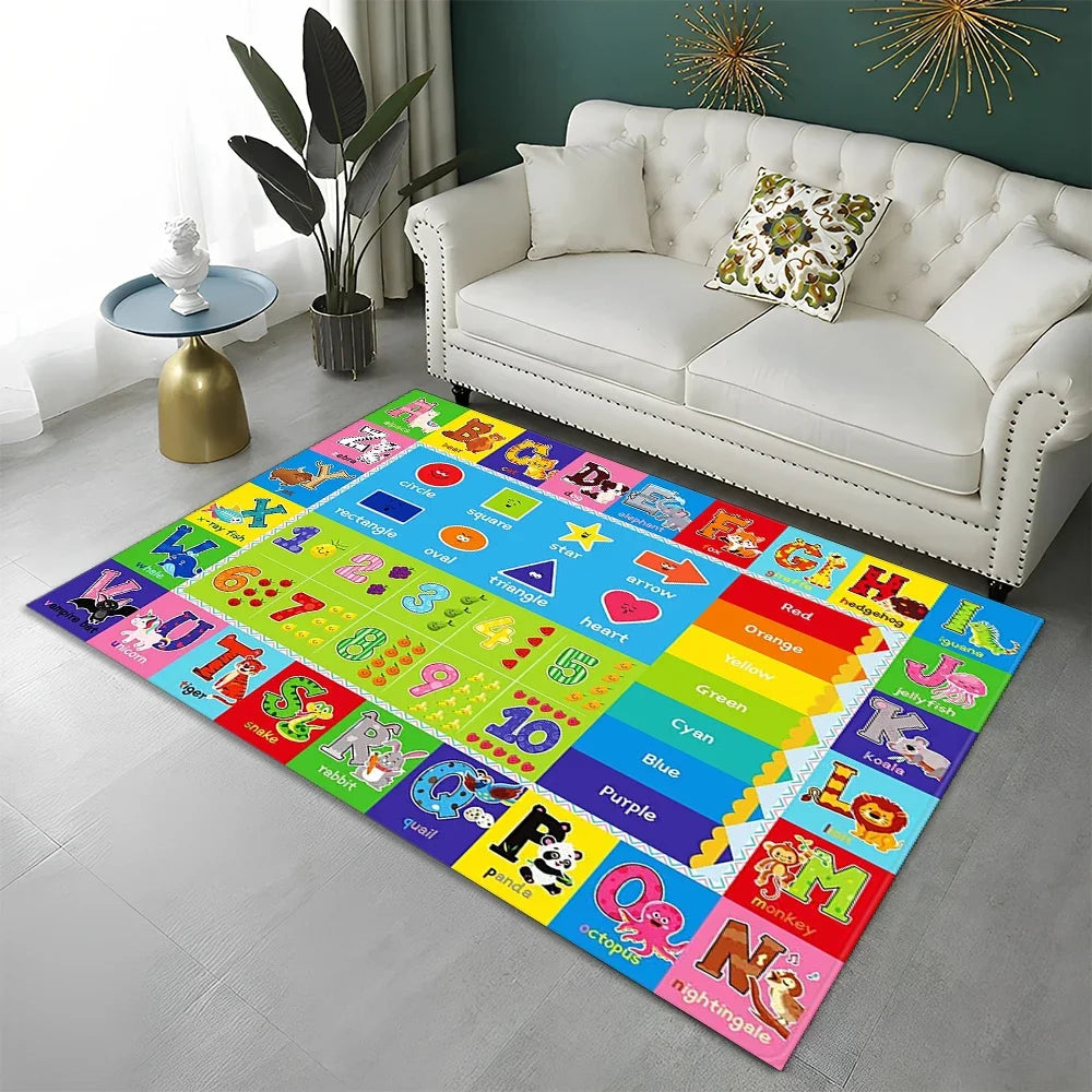 ABC Early Education Cartoon Kids Playroom Alphabet Children Crawling Area Rug,Carpet for Living Room Bedroom Sofa,Non-slip Mat