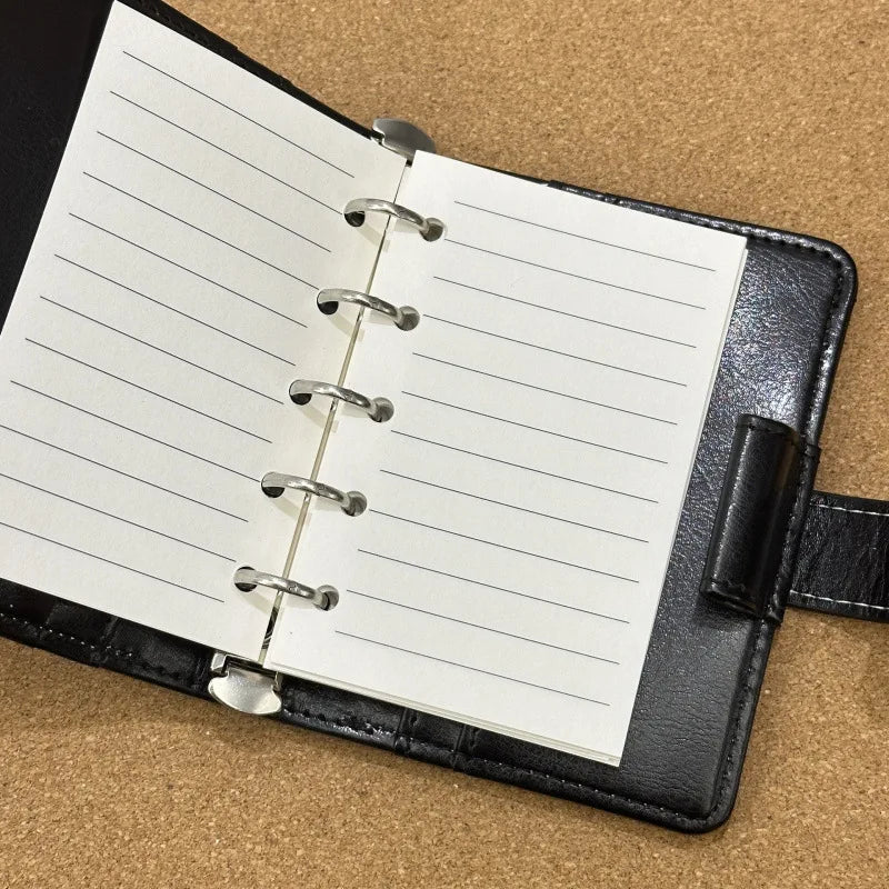 Red Pu M5 Notebooks 40sheets Line Inner Pages Loose-Leaf Leather Notebook Suitable For Students To Use As A Portable Pocket Book