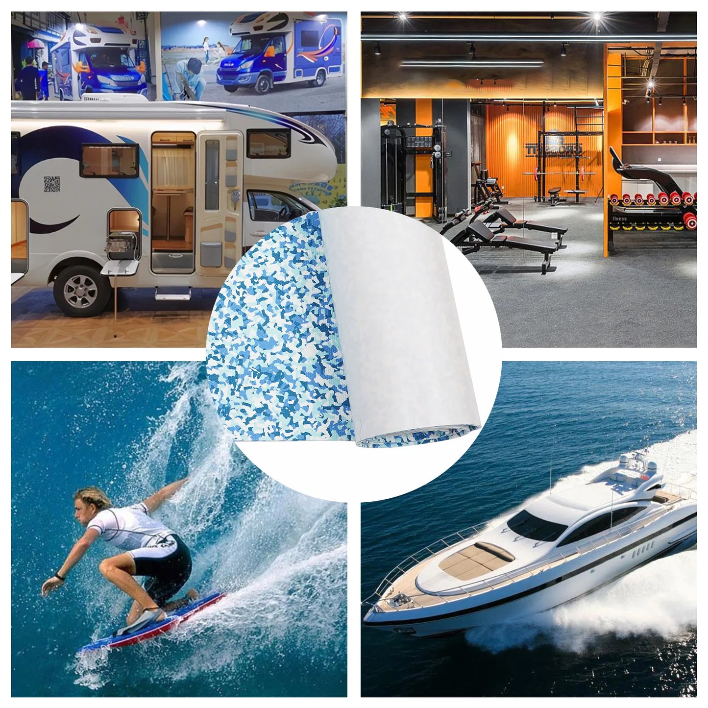 EVA Flooring Mat 35.4X 94.5 inch EVA Foam Yacht Teak Decking Sheet Mat Self-Adhesive Non-Skid for Car Marine Boat