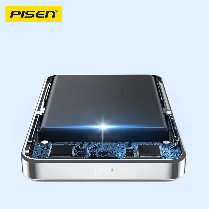 PISEN 30W Magnetic Wireless Fast Charging Power Bank 10000mAh High Capacity Compatible With Apple Magnetic Series Phones