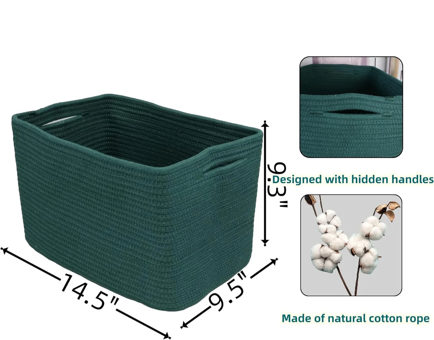Cotton Rope storage Basket Bins Woven Basket for Organizing Shelves Rectangle Decorative Baskets For storage